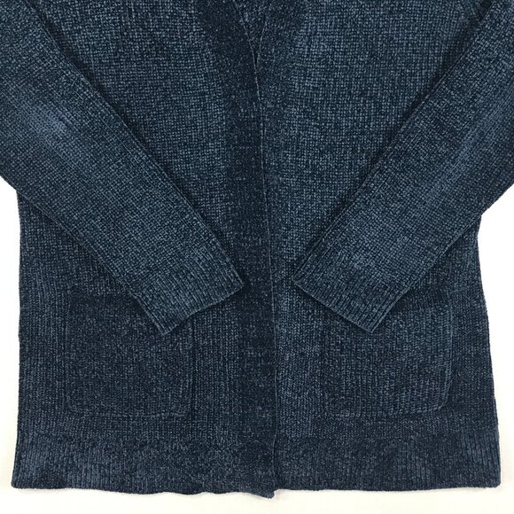 Matty M Sweater Women's XL Blue Open Front Cardigan Chenille Ribbed Pockets Cozy - Picture 7 of 13